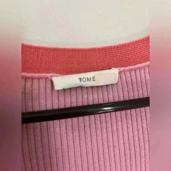 Tome Tie Front Color Block 100% Merino Wool Cardigan Sweater Dress Size XL - Picture 6 of 9